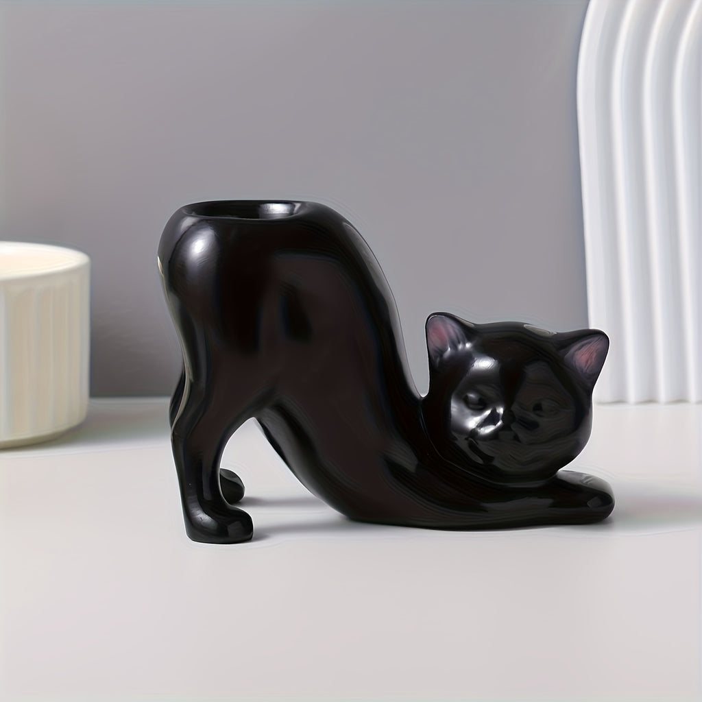 White Resin Cat Flowerpot